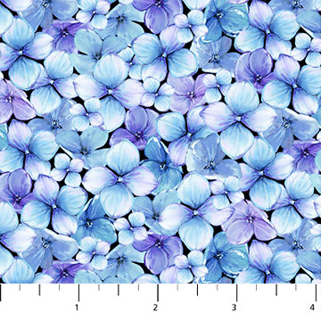Fabric Northcott Rhapsody in Blue Packed Petals 27070-42