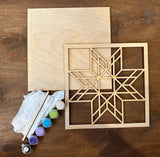 Kit - DIY Barn Quilt Pattern 8-Point Star Decor Painting Craft Kit