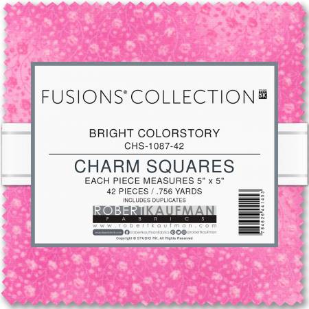 Fabric Robert Kaufman 5in Squares Fusions Bright, 42pcs CHS-1087-42