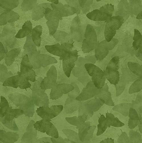 Fabric Wilmington Daydream Garden Green Butterflies 50016-777