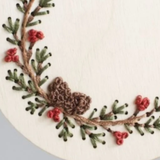 Kit Pinecone Wreath Wood Ornament - DIY Hand Embroidery