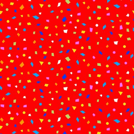 Fabric Studio E Party Time Red Confetti 6646S-87