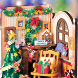 Gifts - DIY Miniature House Wooden Puzzle Kit - Christmas Fireplace DS041