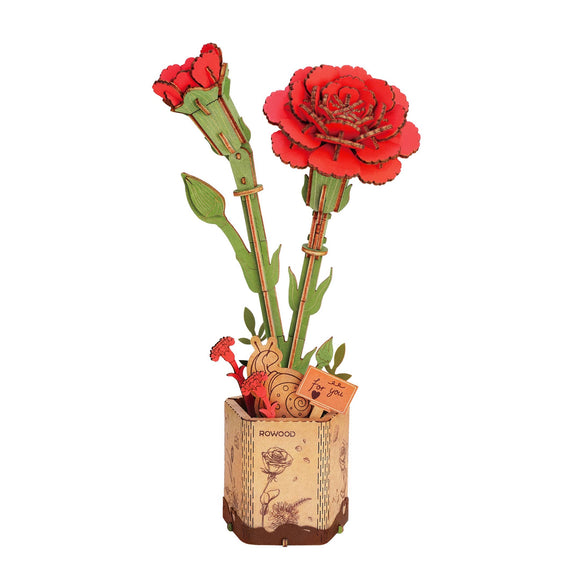 Gifts - 3D Wooden Flower Puzzle: Red Carnation