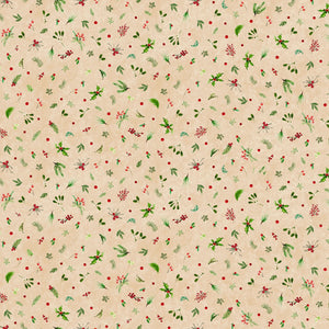 Fabric Maywood Winter Wreaths Cream Tiny 10884M-E