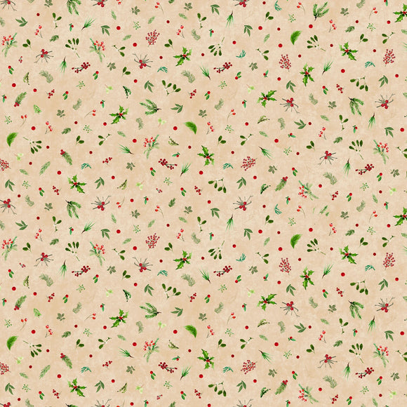 Fabric Maywood Winter Wreaths Cream Tiny 10884M-E