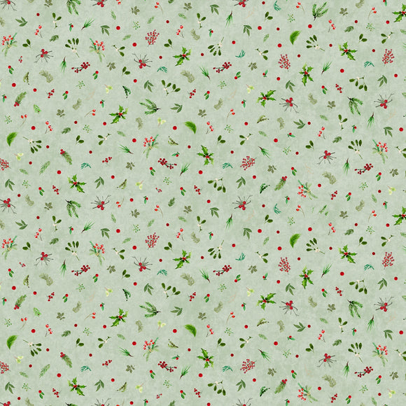 Fabric Maywood Winter Wreaths Green Tiny 10884M-G