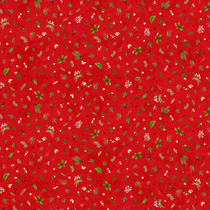 Fabric Maywood Winter Wreaths Red Tiny 10884M-R