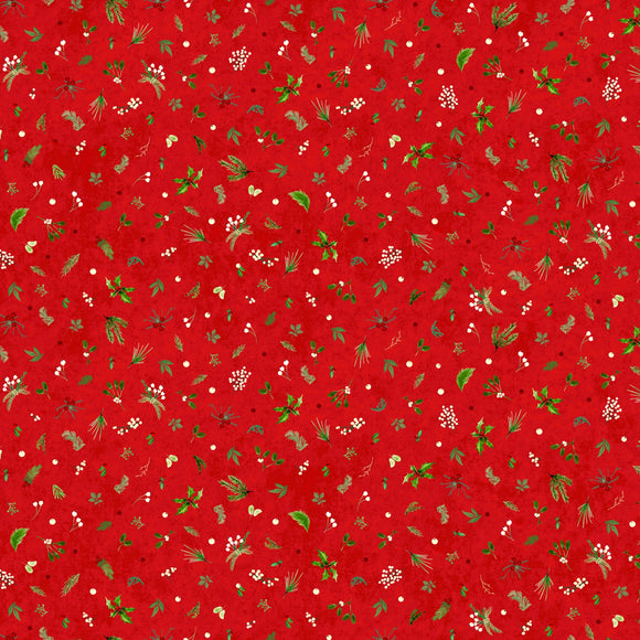 Fabric Maywood Winter Wreaths Red Tiny 10884M-R