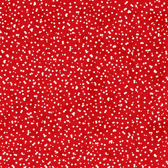 Fabric Maywood Winter Wreaths Red Scattered Snow 10885M-R