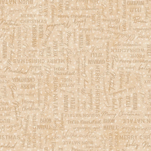Fabric Maywood Winter Wreaths Cream Merry Christmas 10886M-E