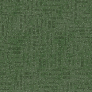 Fabric Maywood Winter Wreaths Green Merry Christmas 10886M-G