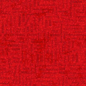 Fabric Maywood Winter Wreaths Red Merry Christmas 10886M-R