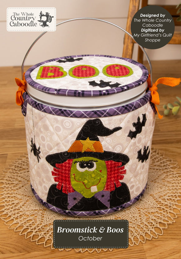 Kit Cozy Canister Broomstick & Boo MACHINE EMBROIDERY VERSION
