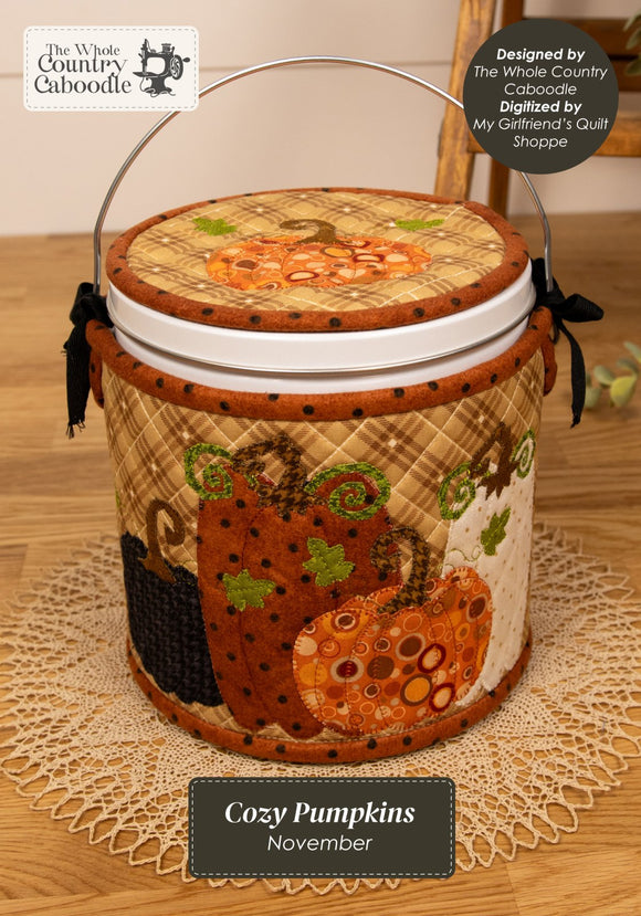 Kit Cozy Canister Cozy Pumpkins MACHINE EMBROIDERY VERSION