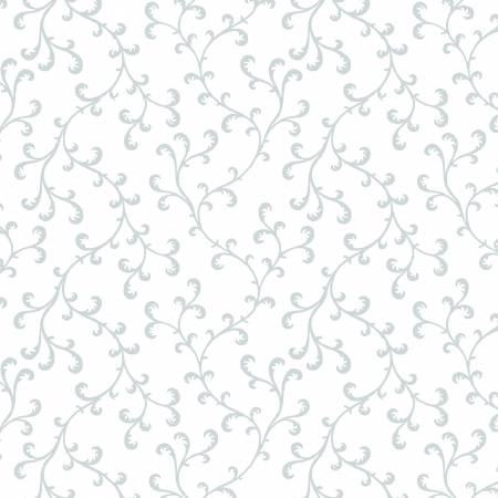 Fabric Henry Glass White on White Vines with Curls 1262-01W