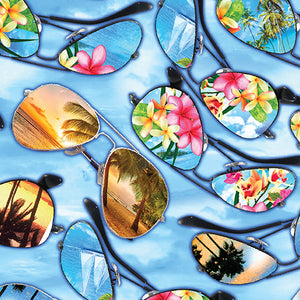 Fabric Benartex Tropical Escape Sunglasses Blue 12898-53