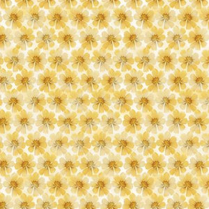 Fabric Benartex Potpourri Blossoms Yellow 12913B-30