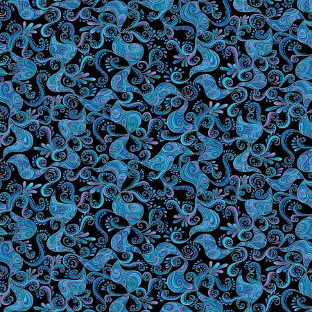 Fabric Benartex Polar Attitude Jazzy Swirls Black 13426PB-91
