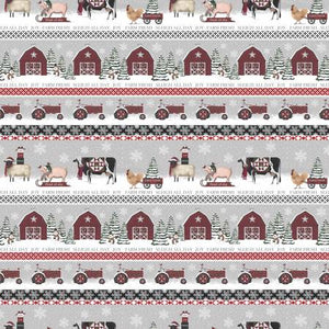 Fabric Benartex Winter at the Farm Border Stripe 13454B-99