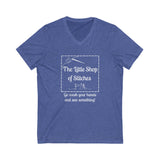 Gifts The Little Shop of Stitches V-Neck Tee in Blues, Sizes S-2X