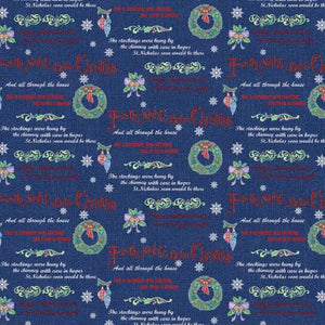 Fabric Benartex Night Before Christmas Navy Christmas Story 16032B-56