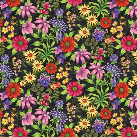 Fabric - Benartex - Inspired Blooms - Black/Multi 16210B-12