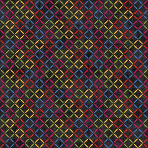 Fabric - Benartex - Inspired Blooms Chalk Lattice - Black/Multi 16213B-12