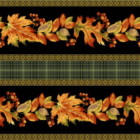 Fabric Benartex Autumn Elegance Autumn Stripe w/Metallic 1666MB-99