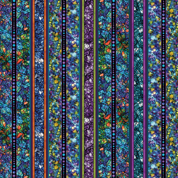 Fabric - Benartex Cat Artistry Fractal Stripe - 16735B-99