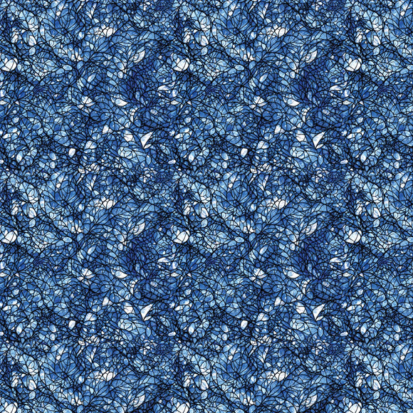 Fabric - Benartex Cat Artistry Blue Glassine - 16736B-55