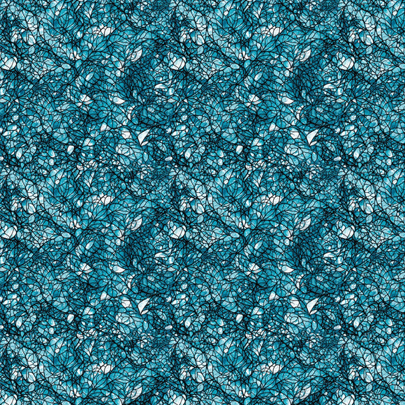 Fabric - Benartex Cat Artistry Turquoise Glassine - 16736B-84