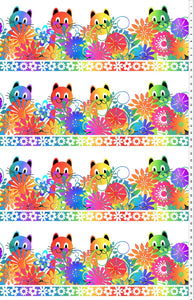 Fabric In The Beginning Pawsitivity Border Stripe 1PAW-2