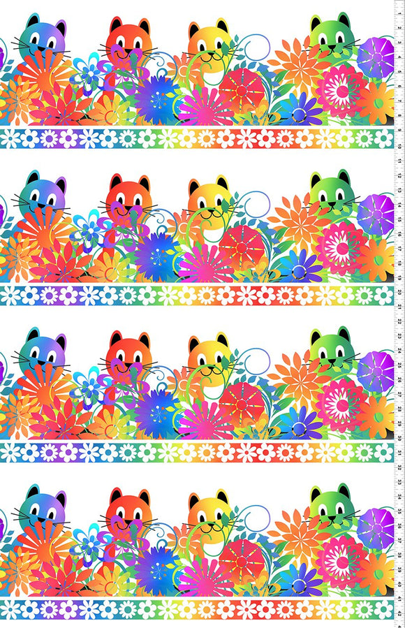 Fabric In The Beginning Pawsitivity Border Stripe 1PAW-2