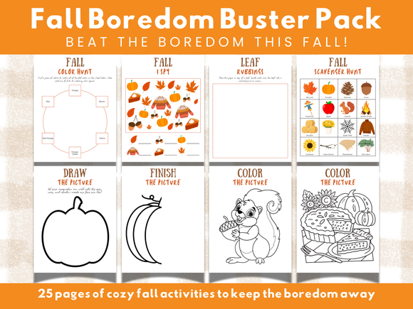 Printable Fall Boredom Buster Pack - INSTANT DOWNLOAD