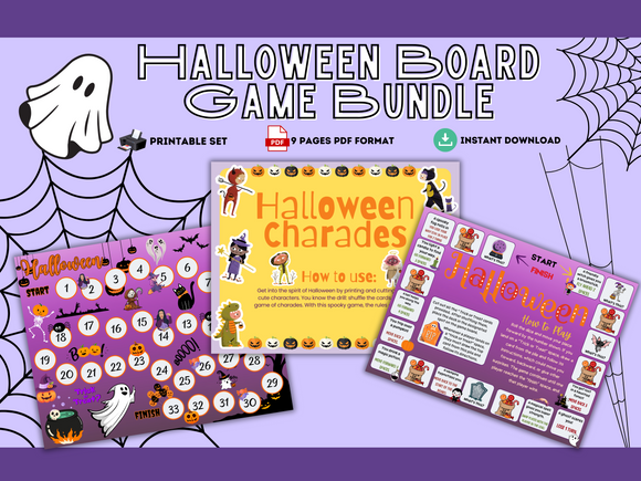 Printable Halloween Board Game Bundle - INSTANT DOWNLOAD