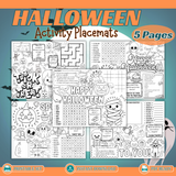 Printable Halloween Activity Placemats - INSTANT DOWNLOAD