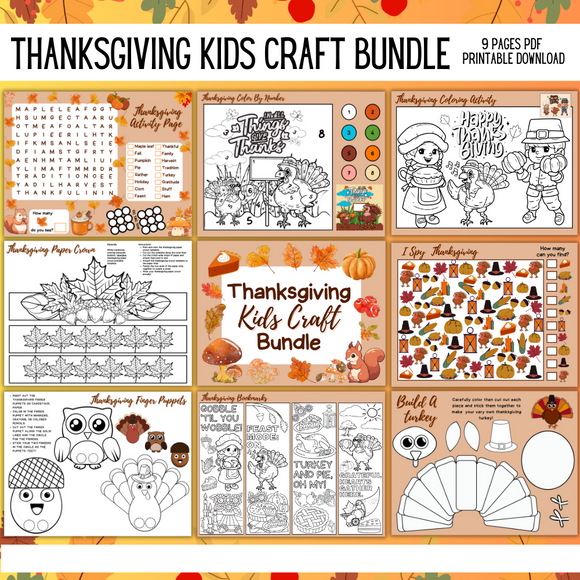 Printable Thanksgiving Craft/Activity Bundle - INSTANT DOWNLOAD