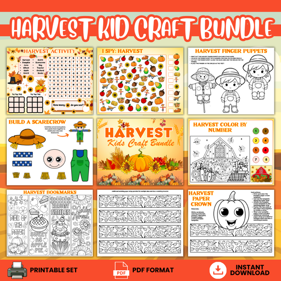 Printable Harvest Themed Kids Craft/Activity Bundle - INSTANT DOWNLOAD