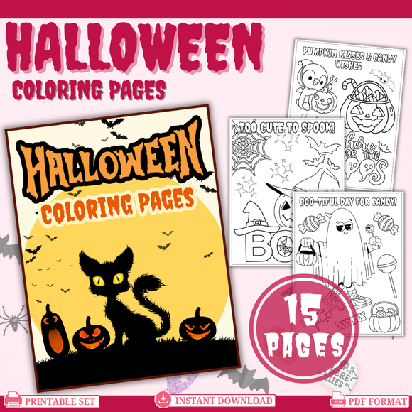 Printable Halloween Coloring Pages - INSTANT DOWNLOAD