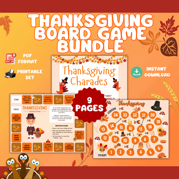 Printable Thanksgiving Board Game Bundle - INSTANT DOWNLOAD