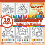 Printable Harvest Color by Number Bundle - INSTANT DOWNLOAD