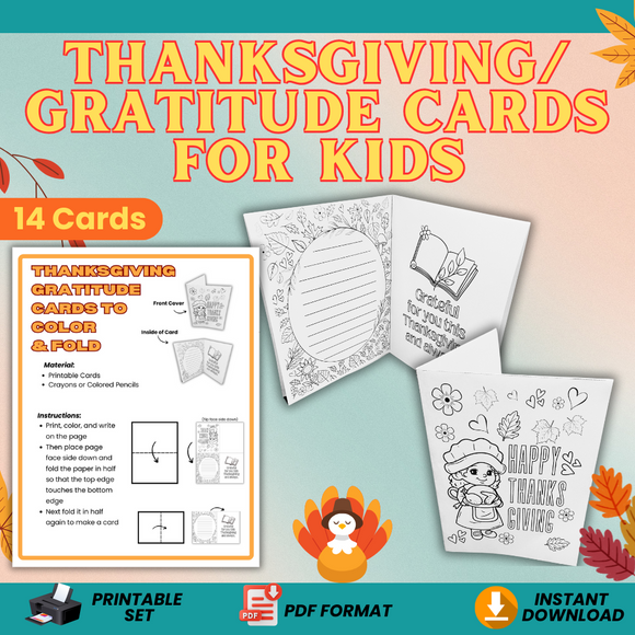 Printable Thanksgiving Gratitude Cards - INSTANT DOWNLOAD