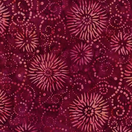 Fabric Wilmington Batik Burgundy Flower 22188-330