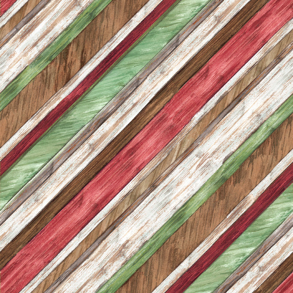 Fabric - 3 Wishes Snowflake Lodge Diagonal Stripe Christmas - 22217-MLT