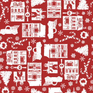 Fabric 3 Wishes Winter Village Red 23801-RED
