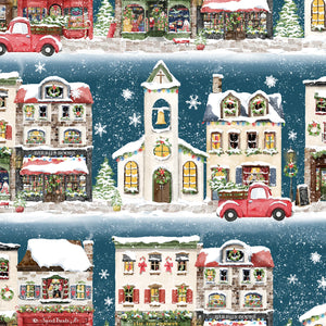 Fabric 3 Wishes Winter Village Main Street 23802-BLU