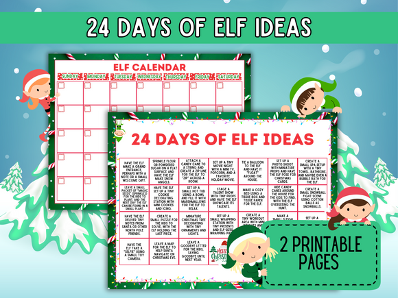 Printable 24 Days of Elf Ideas - INSTANT DOWNLOAD