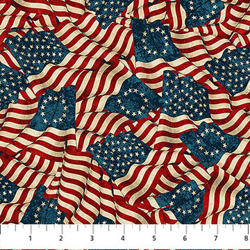 Fabric Northcott Stonehenge America 250 Flags 28371-12