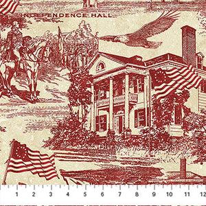 Fabric Northcott Stonehenge America 250 Toile Red 28372-24